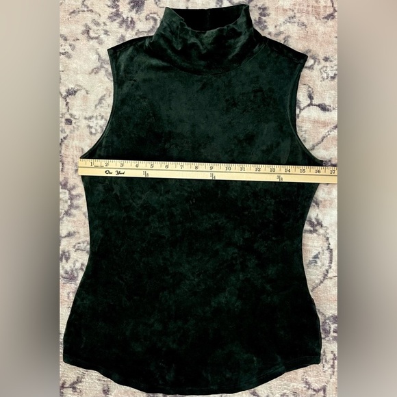 Theory Slim Turtleneck Tank Velour Knit Dark Holly Green Size Medium - Picture 5 of 8